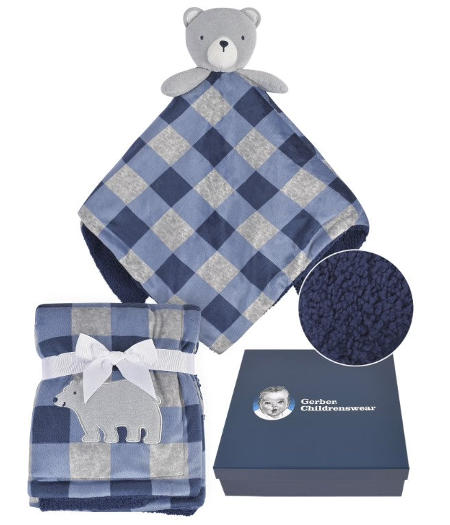 2 Piece Baby Blanket and Lovey Set BLUE