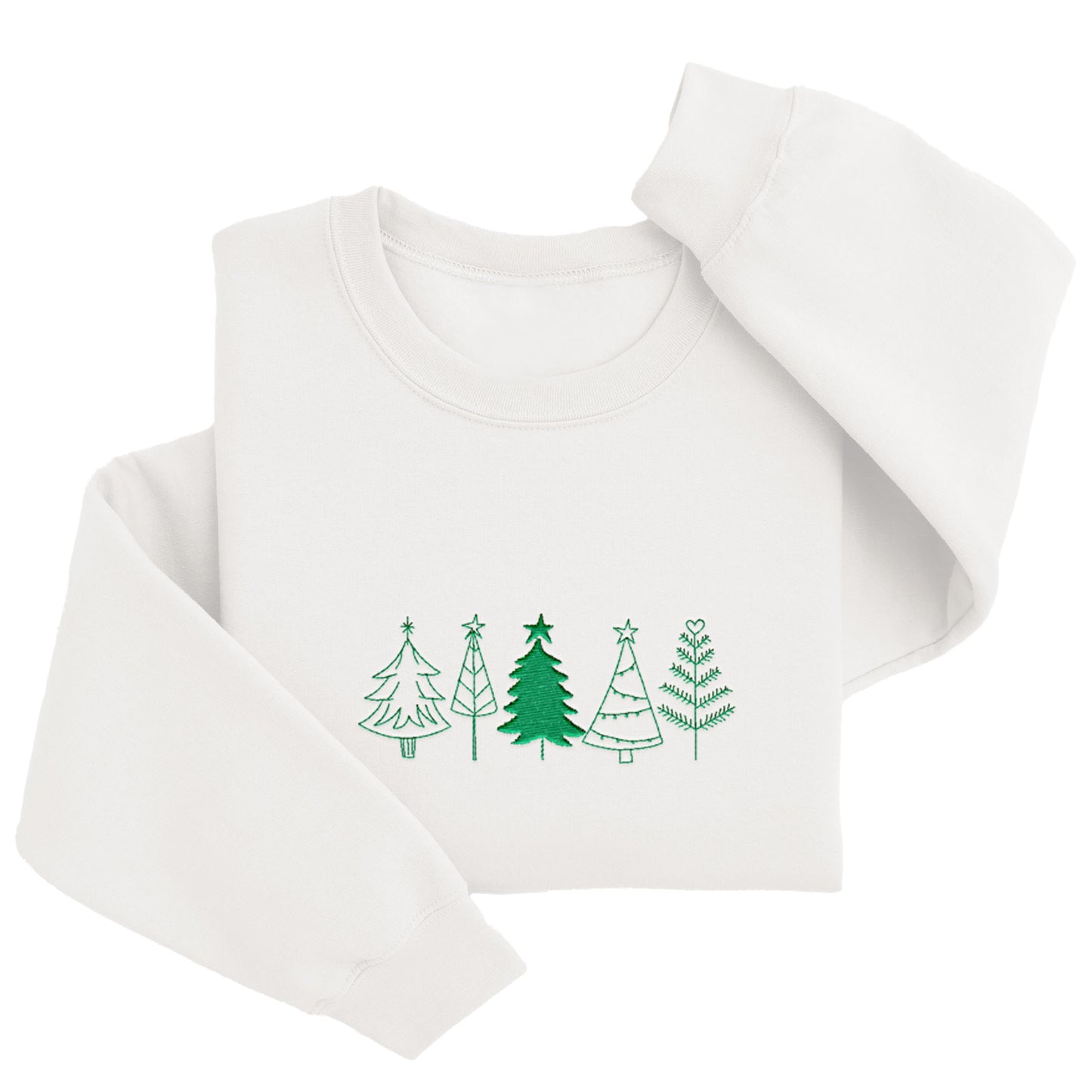 Embordered Christmas Trees Christmas Sweatshirt Christmas Sweater Holiday Sweater H3