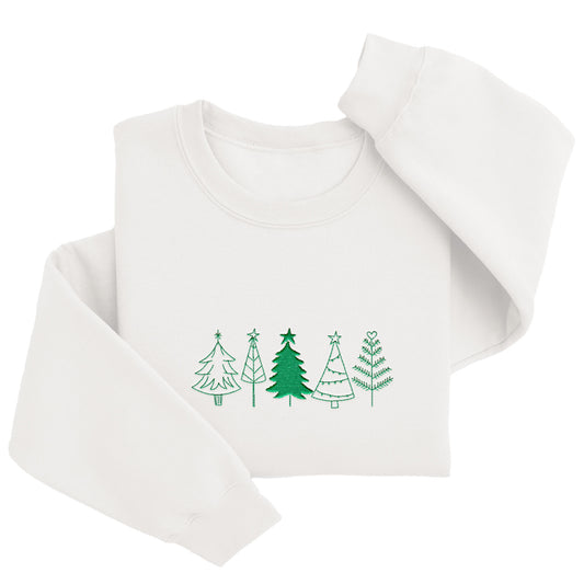 Embordered Christmas Trees Christmas Sweatshirt Christmas Sweater Holiday Sweater H3
