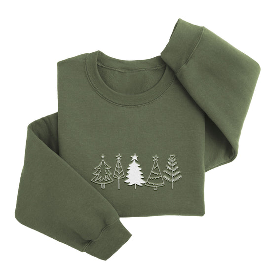 Embordered Christmas Trees Christmas Sweatshirt Christmas Sweater Holiday Sweater H3