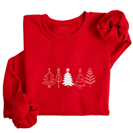 Embroidered Christmas Trees Holiday Sweater H3