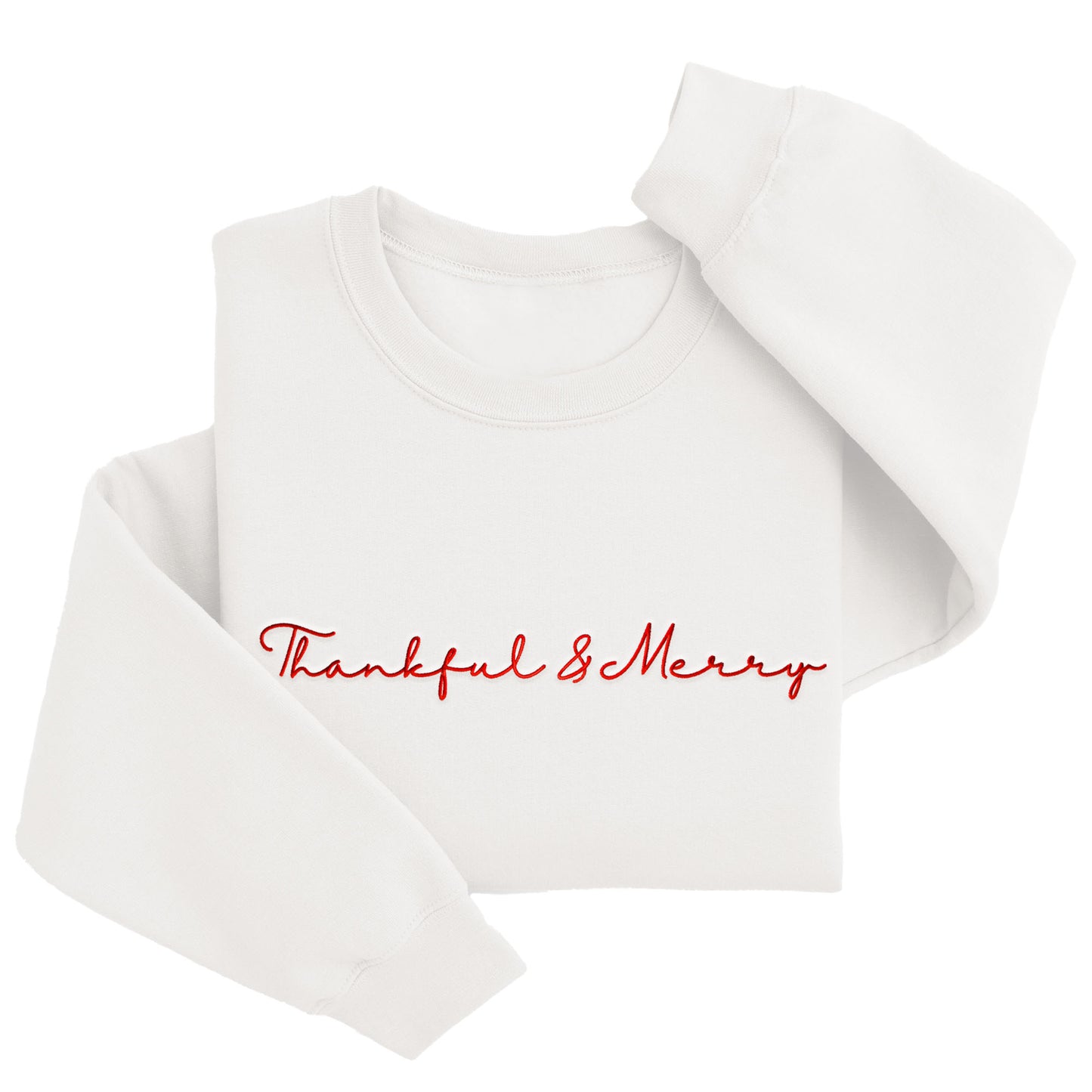 Embordered Thankful and Merry Sweatshirt Christmas Sweatshirt Holiday Sweater H48