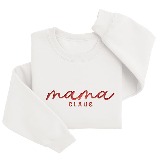 Embordered Mama Claus Sweatshirt Christmas Sweater Holiday Sweater H59