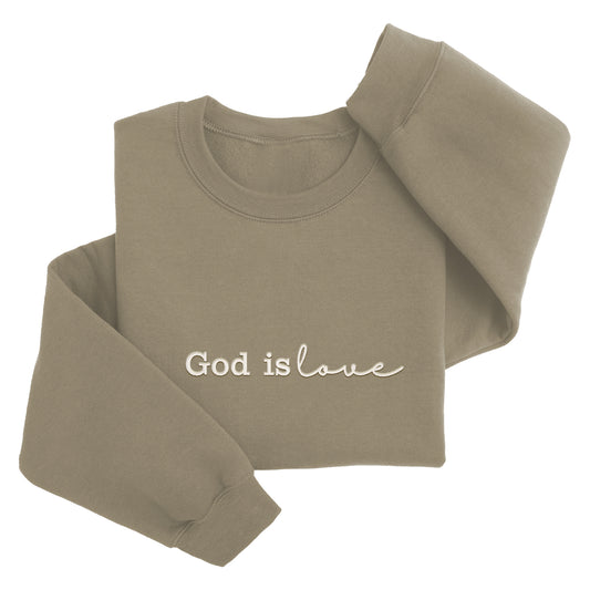 Embroidered God is Love Sweatshirt Religious 1043