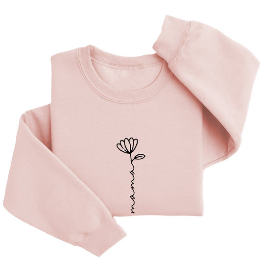 Embordered Mama Sweatshirt Mama Flower Sweater W215