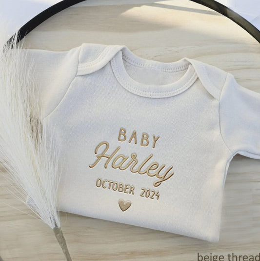 Custom Embroidered Baby Name and Date ONESIES® personalized bodysuit Z10