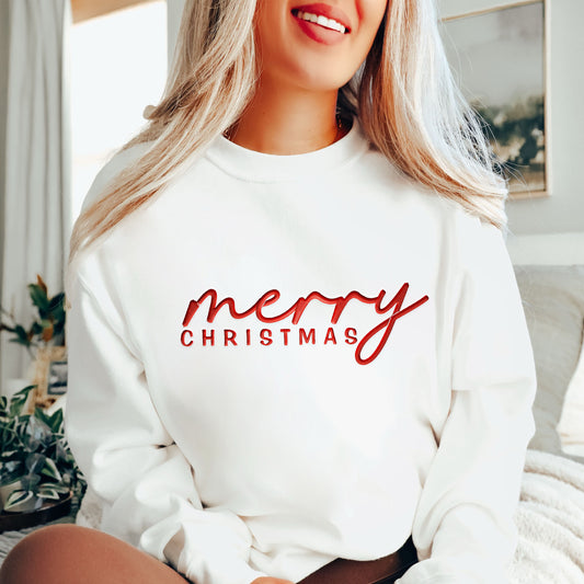 Embroidered Merry Christmas Holiday Sweater H61