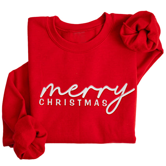 Embordered Merry Christmas Sweatshirt Christmas Sweater Holiday Sweater H61