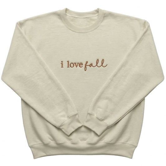 Embroidered I Love Fall Autumnal Sweatshirt A22