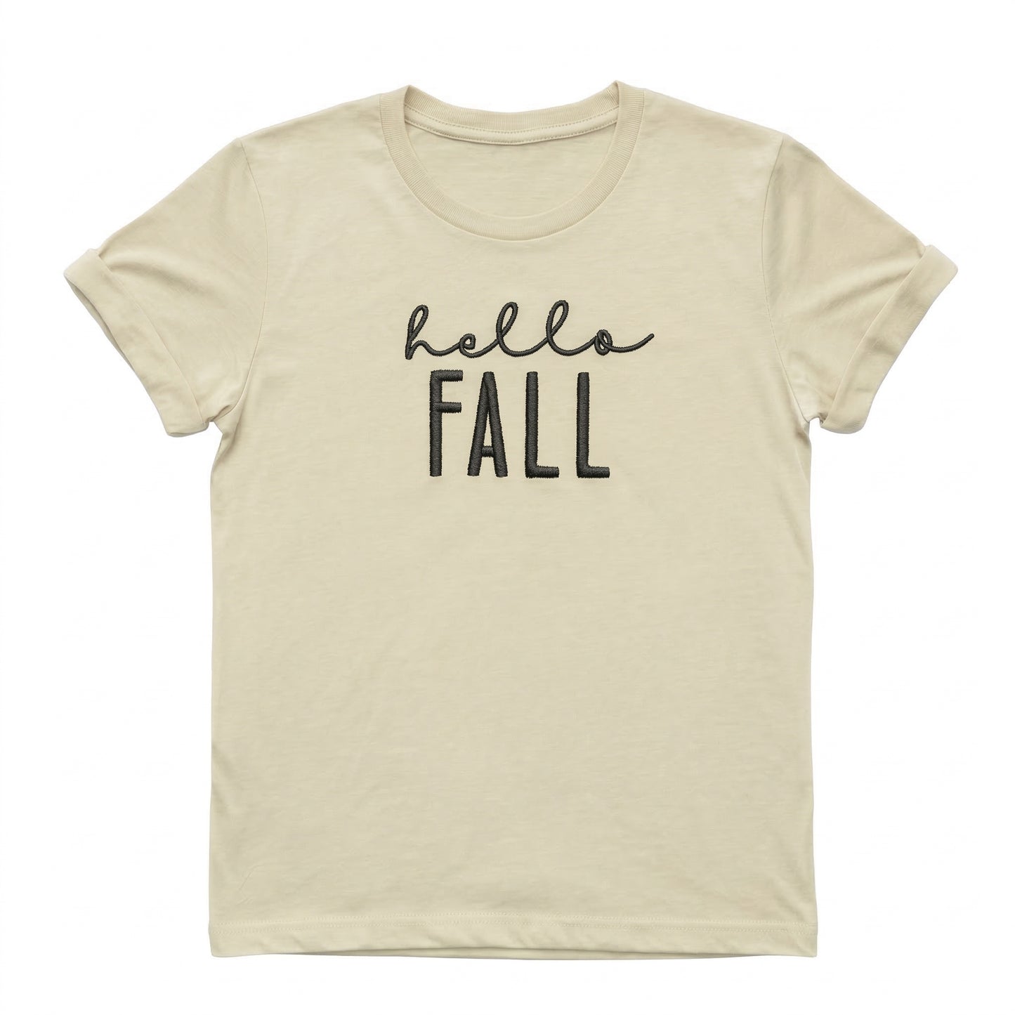 Embroidered Hello Fall Bespoke Autumnal T-Shirt A33