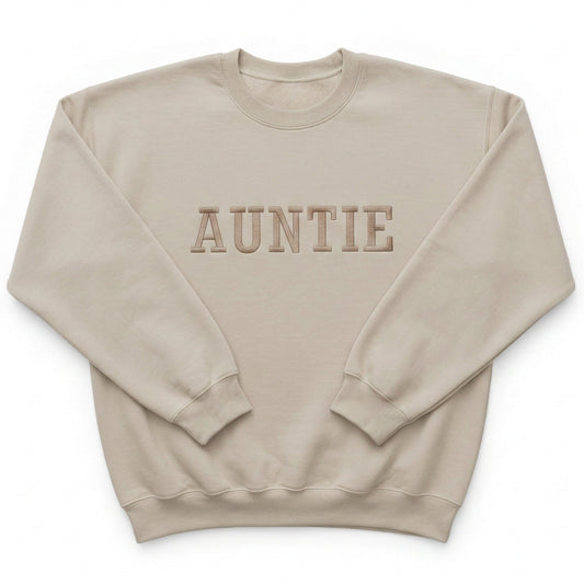 Embroidered Auntie Block Letter Sweatshirt AU618