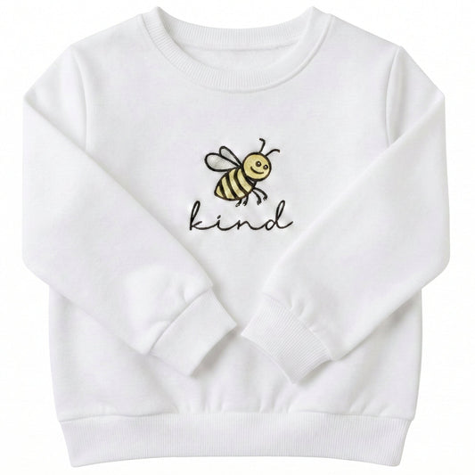 Embroidered Bee Kind Illustration Toddler and Youth Sweatshirt  C16
