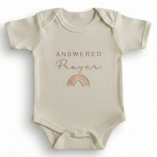 Bespoke Answered Prayer Embroidered Rainbow Illustration ONESIES® Bodysuit E22