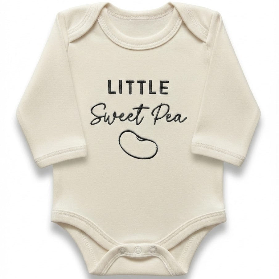 Bespoke Little Sweet Pea Embroidered Illustration ONESIES® Bodysuit E23