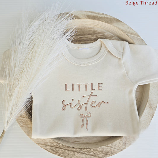 Embroidered Little Sister with Bow Detailing ONESIES® Brand Bodysuit E41