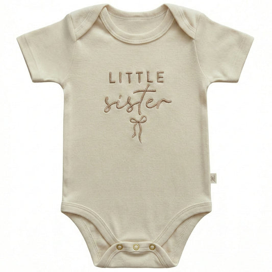 Embroidered Little Sister with Bow ONESIES® Bodysuit E41