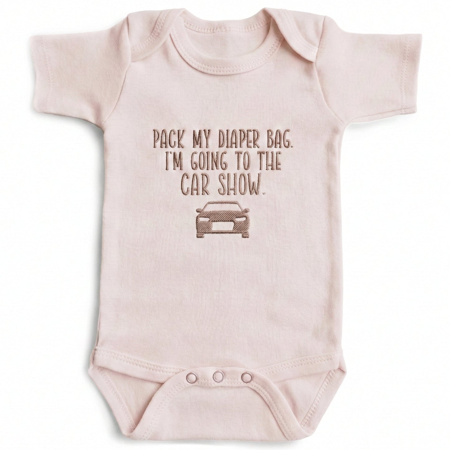 Embroidered Pack My Diaper Bag Im Going to the Car Show ONESIES® Bodysuit E7