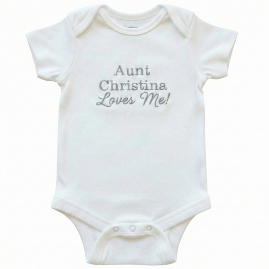 Embroidered Auntie Loves Me Custom Name ONESIES® Bodysuit Z162