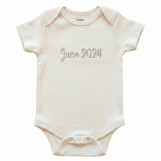 Embroidered Custom Date Personalized ONESIES® Baby Bodysuit Z50