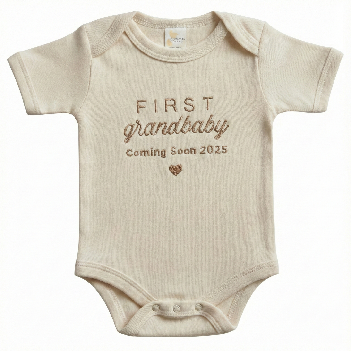 Embroidered FIRST Grandbaby Coming Soon with Date ONESIES® Bodysuit Z15