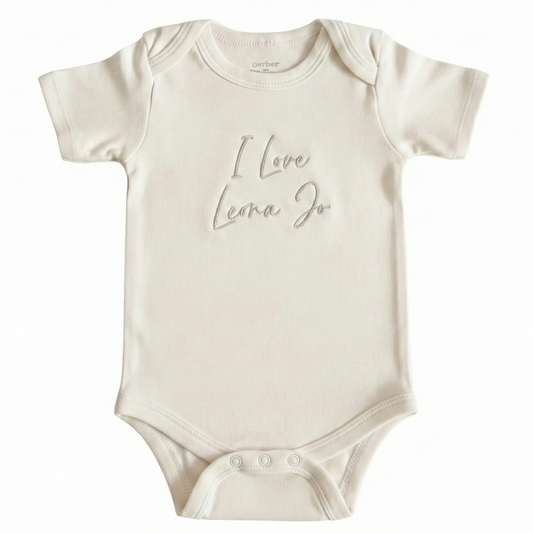 Custom Embroidered I Love Personalized ONESIES® Bodysuit Z51