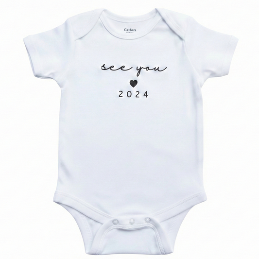 Personalized Embroidered See You Custom Date ONESIES® Bodysuit Z45
