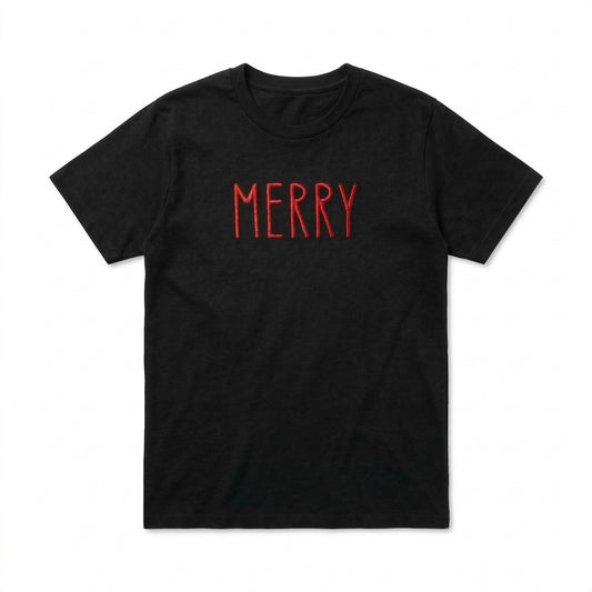Embroidered Merry Bespoke Christmas T-Shirt H10