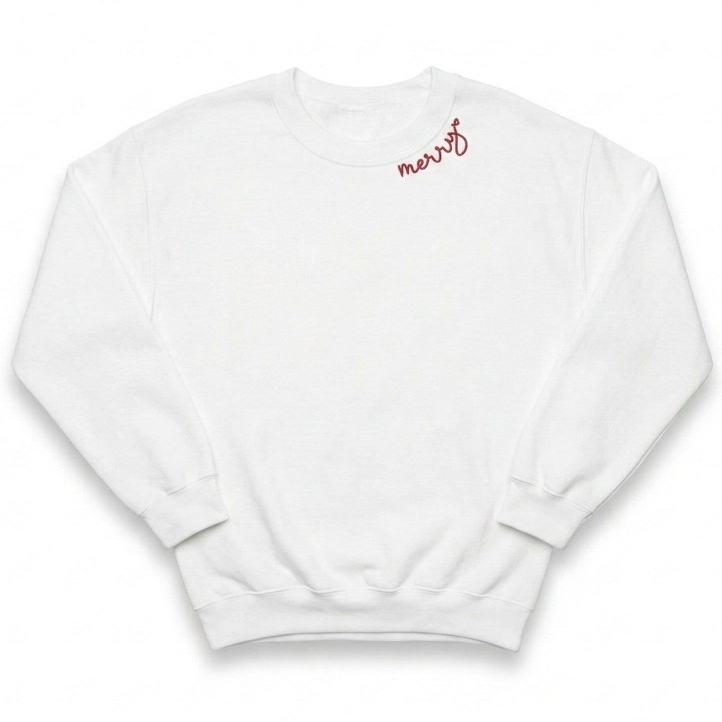 Embroidered Merry Minimalist Christmas Sweater Neckline H12