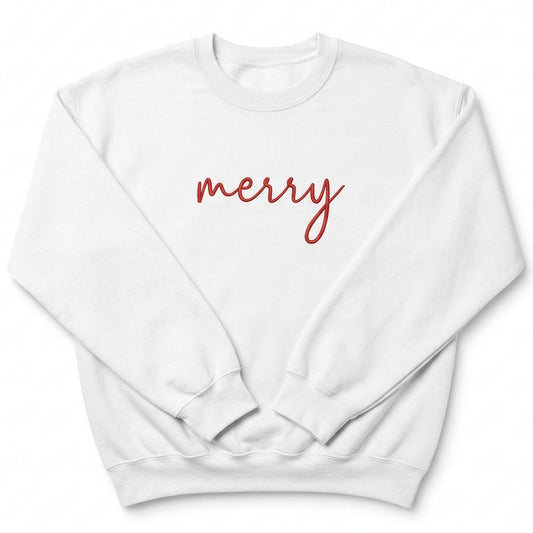 Embroidered Merry Minimalist Christmas Sweater H26