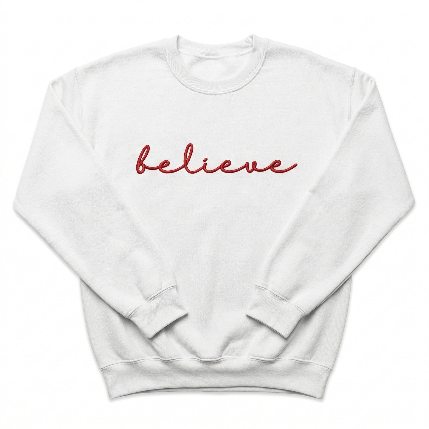Embroidered Believe Religious Christmas Sweater H31