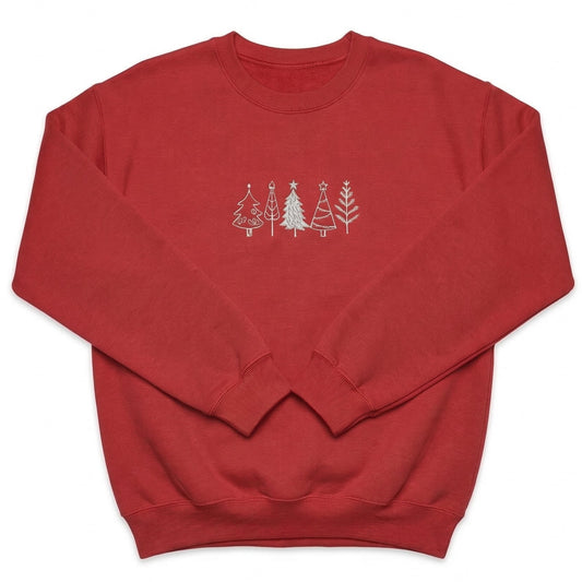 Embroidered Christmas Trees Holiday Sweater H3