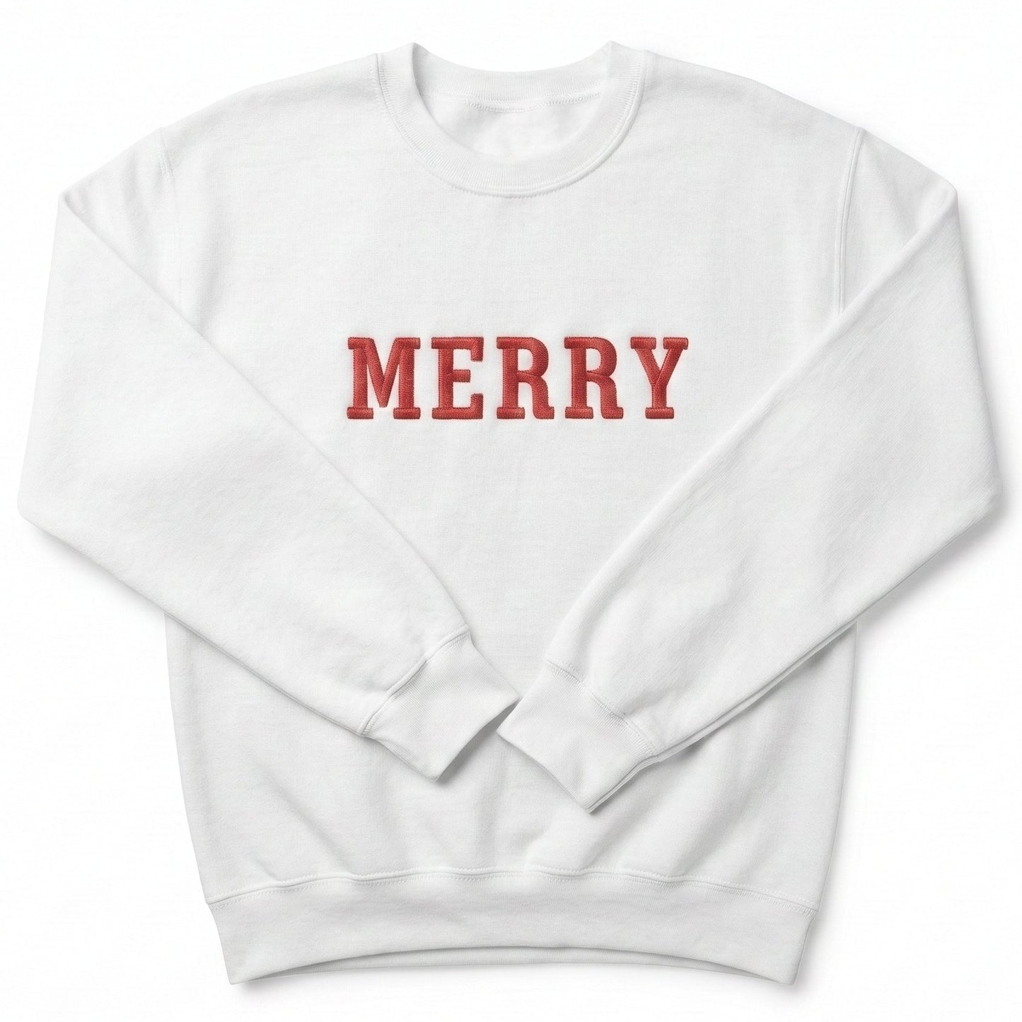 Embroidered Merry Block Letter Christmas Sweater H44