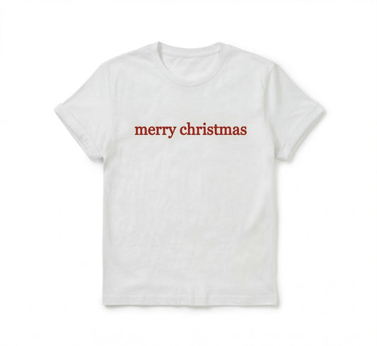 Embroidered Merry Christmas Bespoke Holiday T-Shirt H47