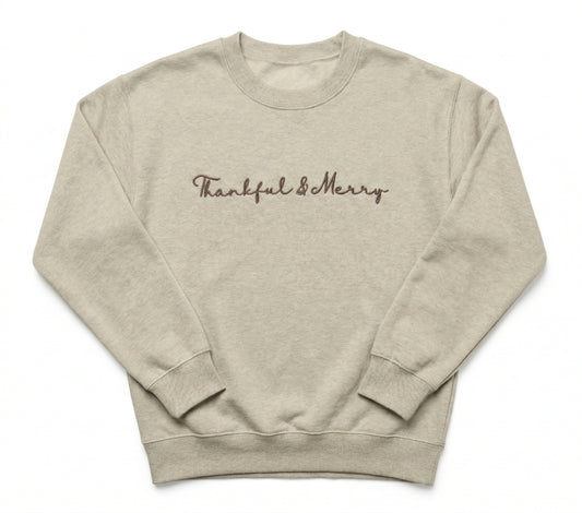 Embroidered Thankful & Merry Holiday Sweater H48