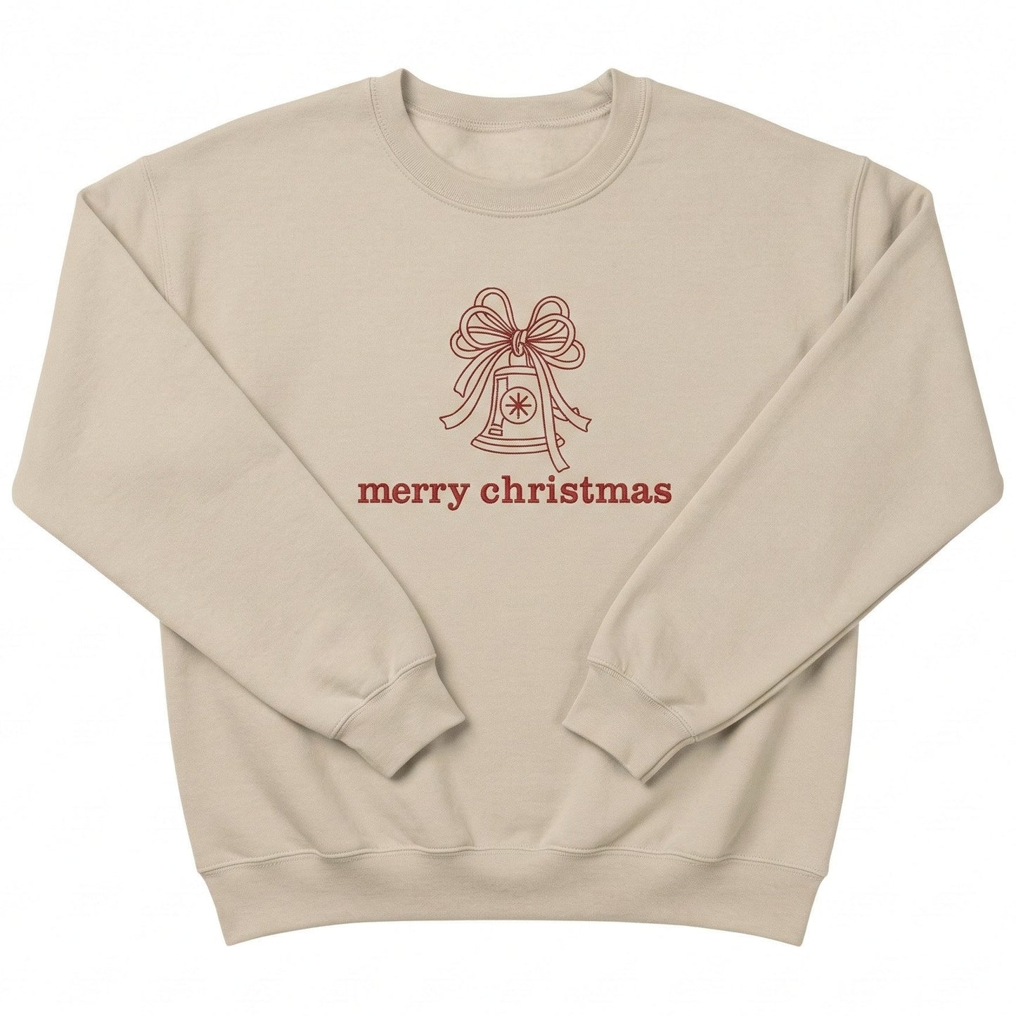 Embroidered Merry Christmas Holiday Bell Sweater H56