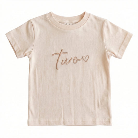 Embroidered Two, Second Birthday Toddler and Youth T-Shirt J16
