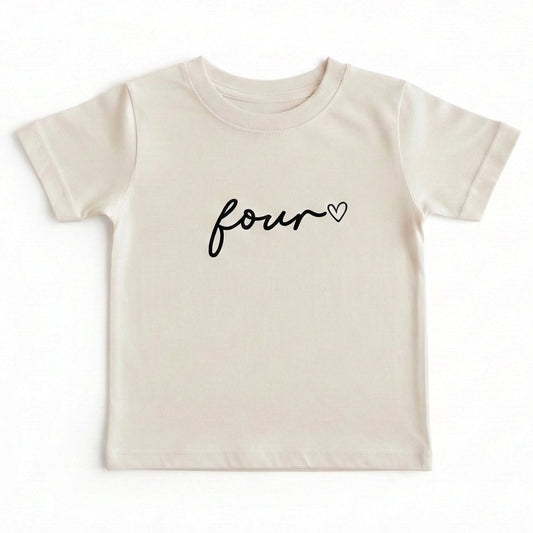 Embroidered Four, Fourth Birthday Toddler and Youth T-Shirt J18