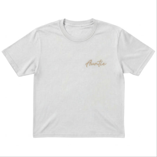 Bespoke Embroidered Auntie T-Shirt Left Chest J1