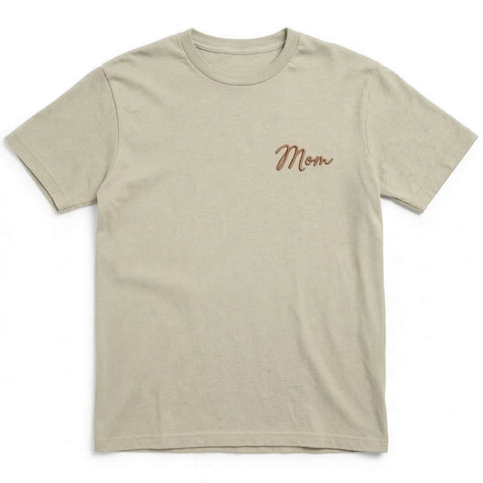 Bespoke Embroidered Mom T-Shirt Left Chest J2