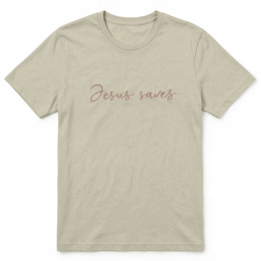 Bespoke Embroidered Jesus Saves Religious T-Shirt J7