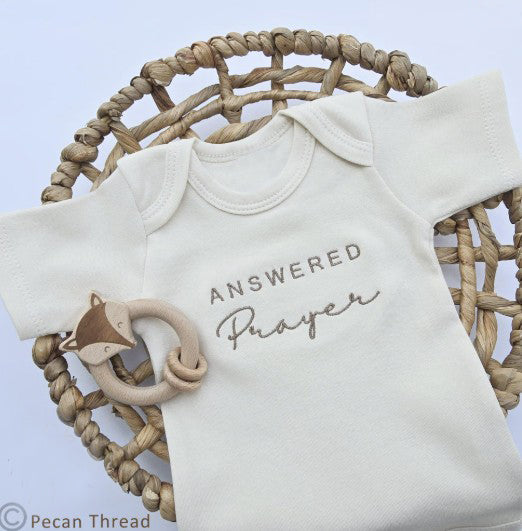 Embroidered Answered Prayer ONESIES® Religious Baby Bodysuit relig 1004