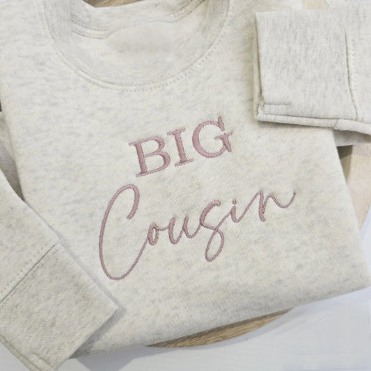 Embroidered BIG Cousin Youth and Toddler Sweatshirt S12