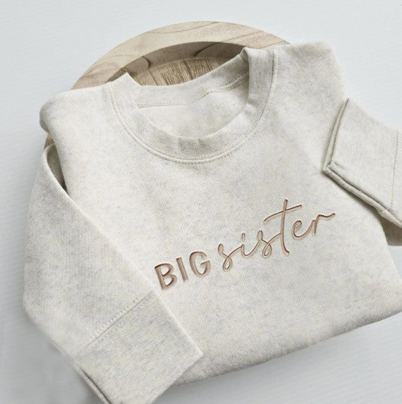 Embroidered BIG Sister Youth and Toddler Sweatshirt, sibling apparel  S28