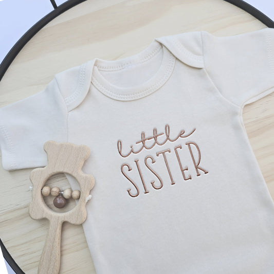 Embroidered Little Sister Design ONESIES® brand bodysuit Siblings 816