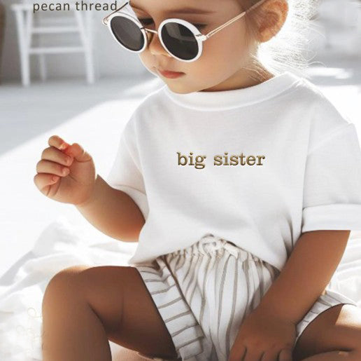 Embroidered Big Sister Toddler and Youth T-shirt, sibling apparel 823
