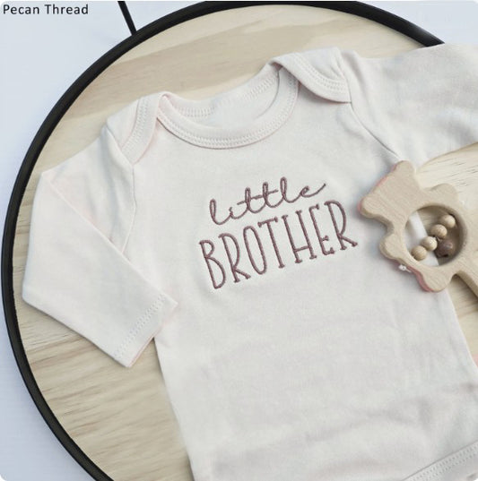 Embroidered Little Brother ONESIES® Baby Bodysuit Siblings 818