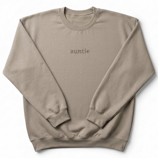 Embroidered Auntie Minimalist Sweatshirt W194