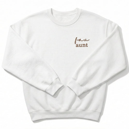 Embroidered Fav Aunt Sweatshirt Left Chest W199