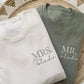Matching Embroidered Mr. and Mrs. Sweatshirts, Custom Name and Optional Date  X1 X46