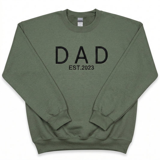 Embroidered Custom Date Large Letter Dad Sweatshirt X21